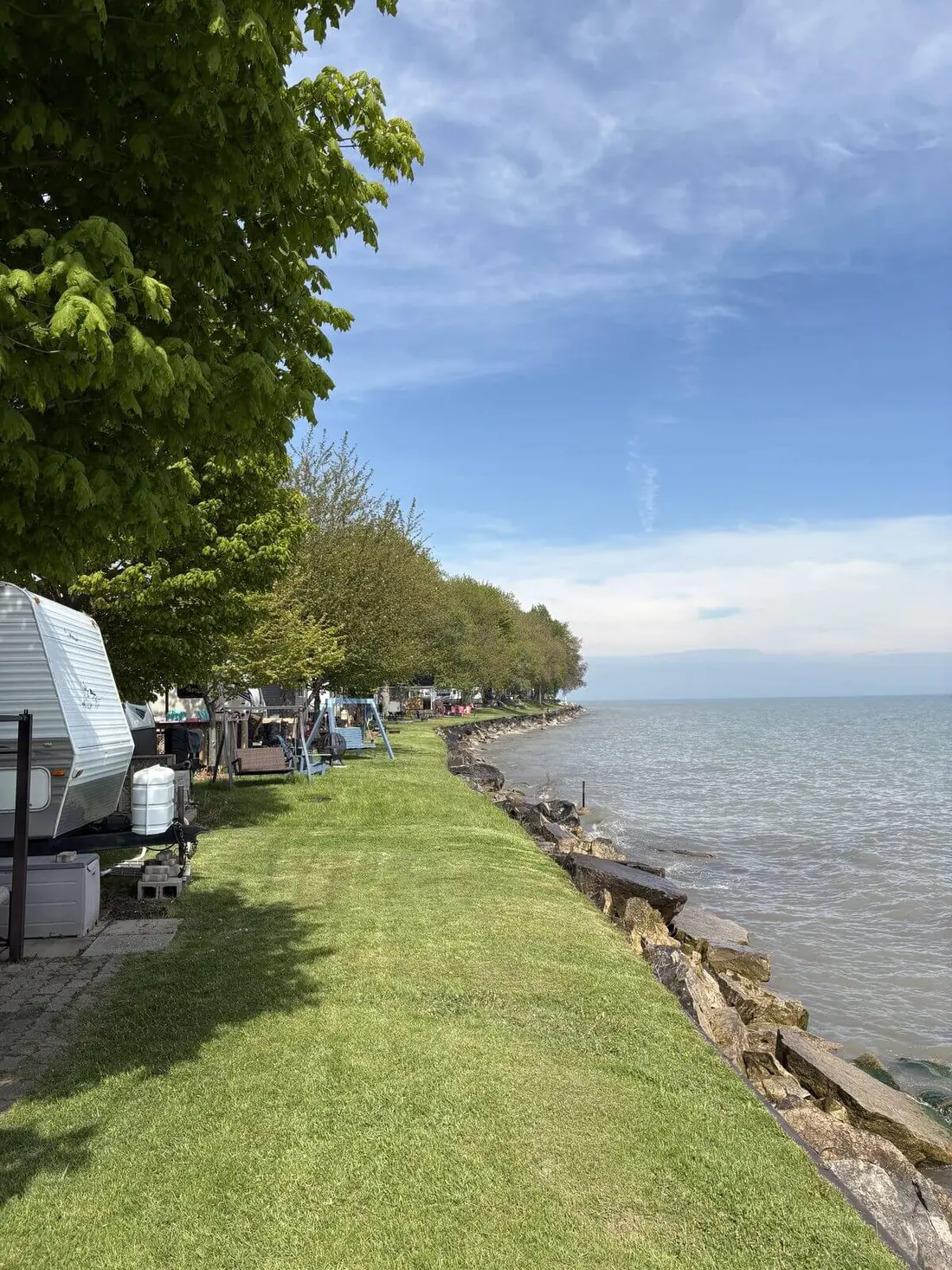 Sunrise over the Lake Erie shoreline at Erie Shores Cottage Community in Kingsville, Ontario